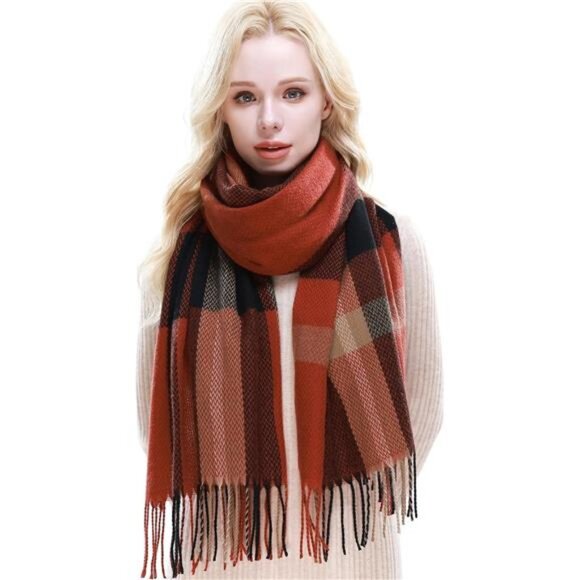 Plaid Scarf for Women Warm Large 021